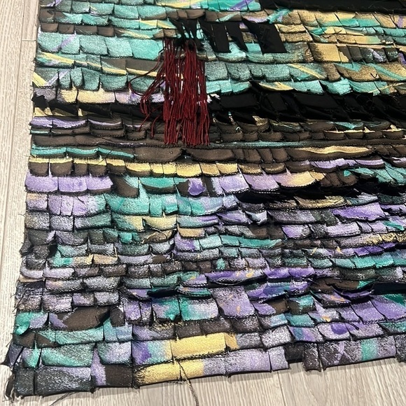 Custom Metallic Painted Canvas Art Tapestry 48” x 38.5” “Hidden Plates” - Picture 2 of 7